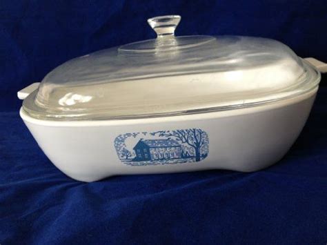 Corning Ware Amana Radarange White With Blue House Scene Browning