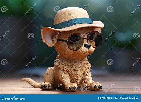 Funny Cool Dog Wearing Sunglasses and Hat Looking at Camera. Generative AI Stock Illustration ...