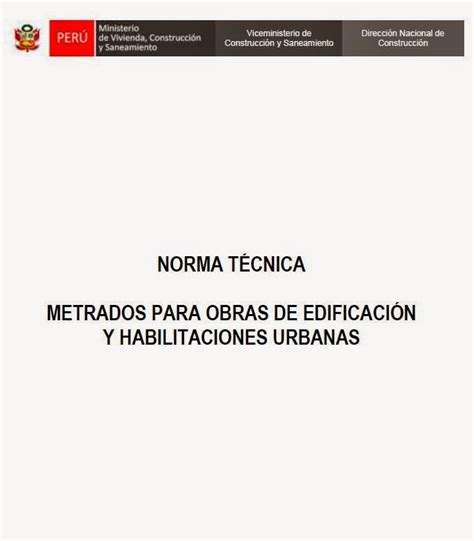 Norma Técnica Metrados Para Obras De Edificación Y Habilitaciones