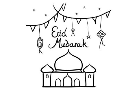 Eid Mubarak Doodle Design Graphic By Sabavector Creative Fabrica