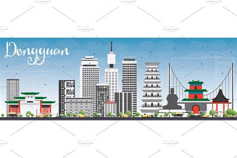 Dongguan Skyline | Pre-Designed Illustrator Graphics ~ Creative Market