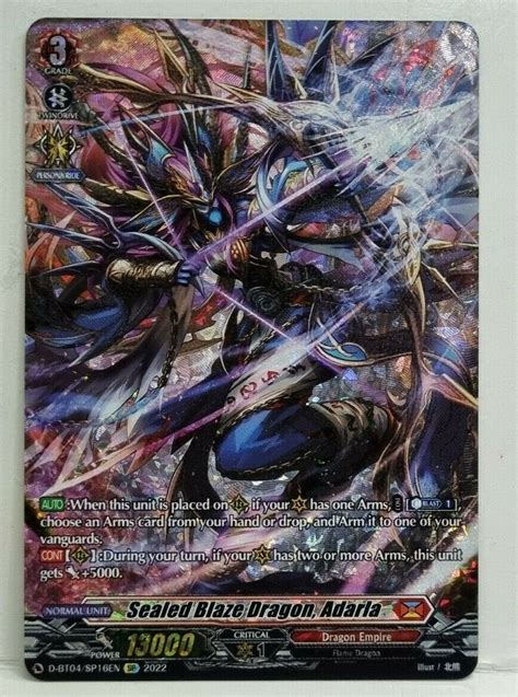 Cardfight Vanguard Sealed Blaze Dragon Adarla D BT04 SP16EN SP