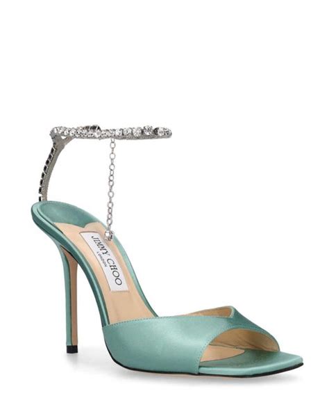 Jimmy Choo 100mm Saeda Satin Sandals In Green Lyst