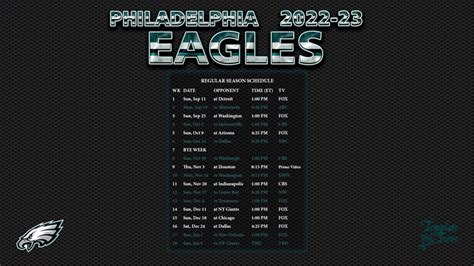 2022-2023 Philadelphia Eagles Wallpaper Schedule