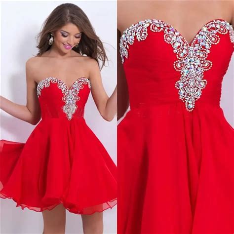 2015 New Arrival Short Red Cocktail Dress Women Elegant Sexy Sweetheart