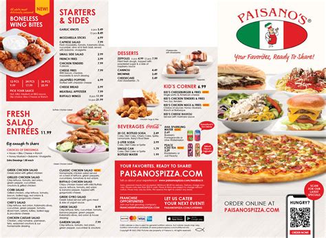 Menu Welcome Paisano S Pizza Restaurant