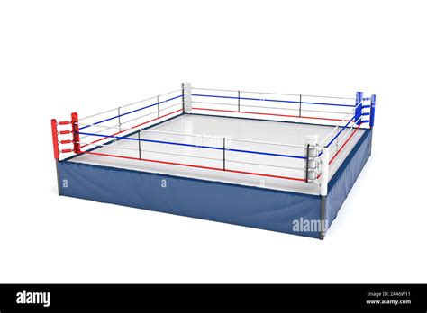 3d Rendering Of An Empty Boxing Ring Isolated In White Background