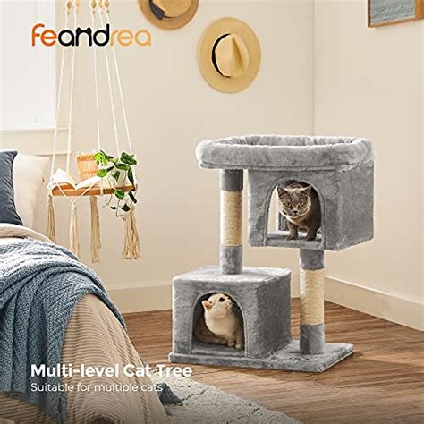 FEANDREA Cat Tree for Large Cats, Cat Tower 2 Cozy Plush Condos and ...