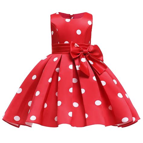 Child Girls Sleeveless Pageant Dress Birthday Party Kids Dot Prints ...