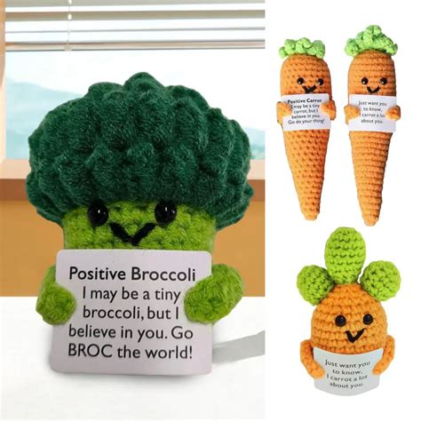 Pcs Positive Crocheted Vegetable With Encouraging Card Emotional