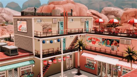 Desert Motel🏠 With Bar 🍹 Laundromat 🧺 Store 🎁 The Sims 4 Stop Motion Speed Build No Cc