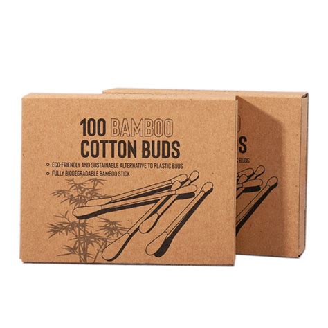 Biodegradable Bamboo Cotton Swabs 200 Count In Paper Drawer Box