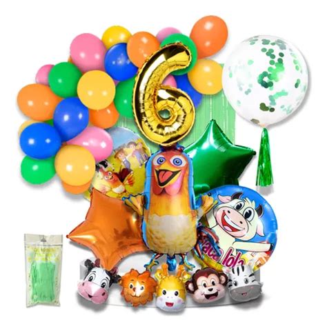 Combo Cumpleaños Globos Cortina Banderin La Granja De Zenón MercadoLibre