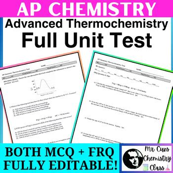 Advanced Placement AP Chemistry Advanced Thermochemistry Full Unit Test