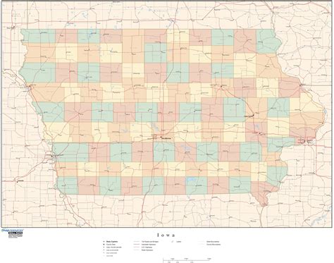 Iowa Wall Map with Counties by Map Resources - MapSales