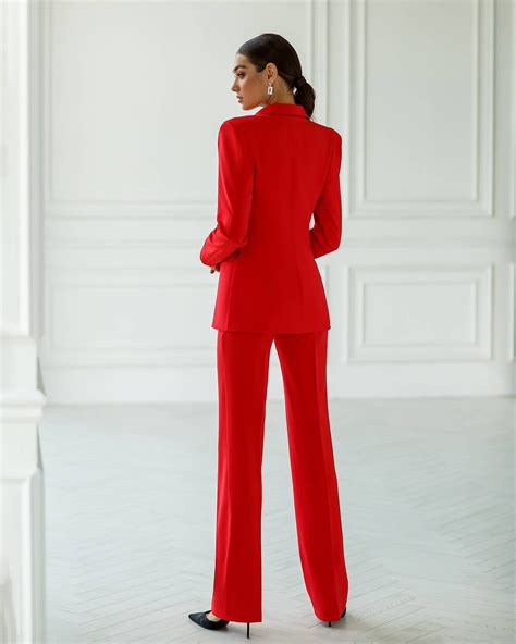 Red Formal Pantsuit For Women Red Pants Suit For Office Etsy