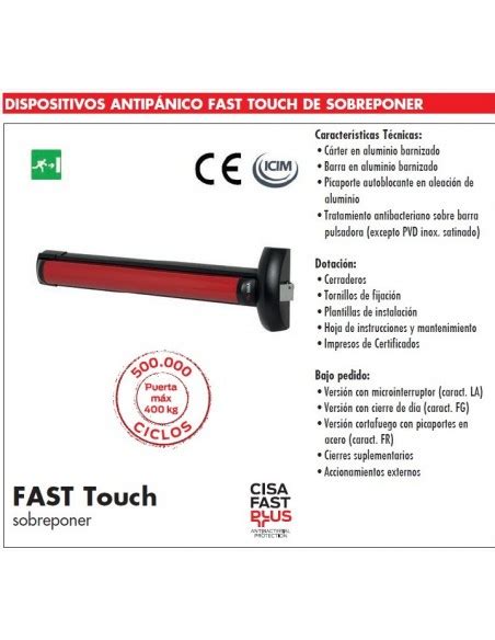 Antipanico Cisa Fast Touch De Sobreponer Para Puntos Ref