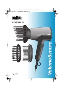 Manual Braun CPSC 1800 V3 Creation Hair Dryer