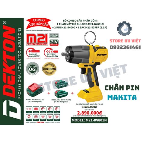 MÁY SIẾT MỞ BULONG PIN DEKTON 800N M M21 IW801N CHÂN PIN MAKITA THÔNG