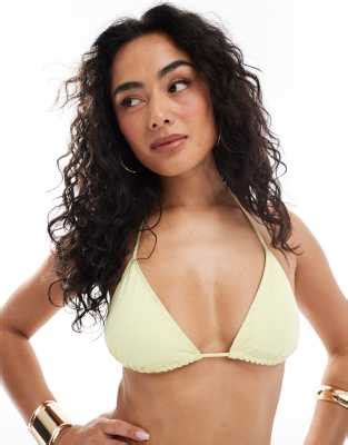 Monki Mix And Match Top Bikini A Triangolo Con Laccetti Giallo In Esclusiva Per Asos Asos