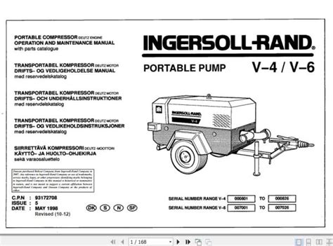 Ingersoll Rand Portable Compressor V4 Operation And Maintenance Manual