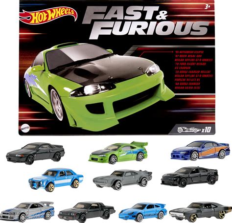 Hot Wheels Fast Furious Set Of 10 Vehicles In 1 64 Scale With 2 Exclusive Cars Walmart