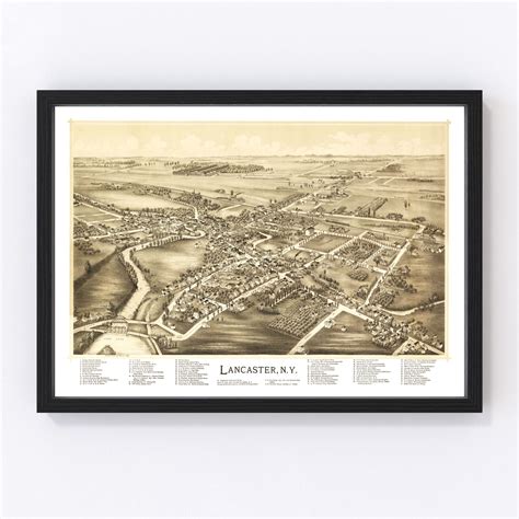 Vintage Map Of Lancaster New York 1892 By Ted S Vintage Art