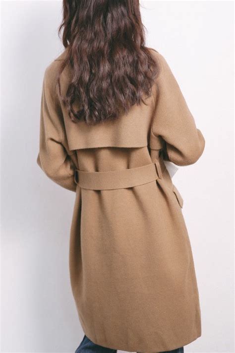 Khaki Double Breasted Knit Trench Coat Trench Coat For Women Dress Album