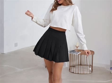 High Waist Solid Pleated Mini Skirt For Women Y2K Clothes Etsy