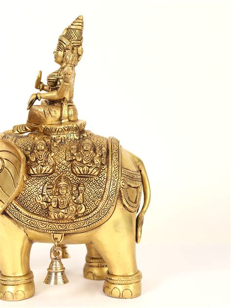 Goddess Lakshmi Seated On Elephant With Trunk Up Exotic India Art