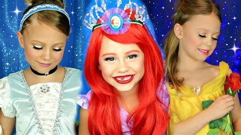 Disney Princess Makeup Compilation Cinderella Belle And Ariel Makeup Youtube