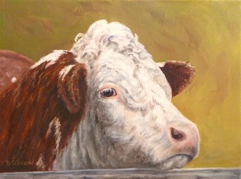 Daily Painting Projects: Hereford Face Oil Painting Cow Art Farm Animal ...