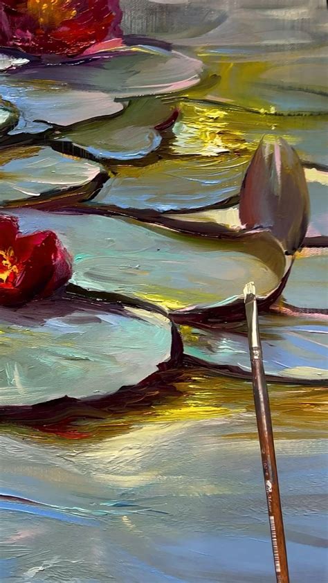 Symphony Of Life Blooming Water Lilies Oil Painting On Canvas 80x60cm