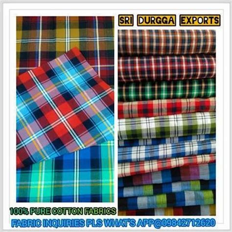 Checked Cotton Casual Check Fabric For Shirting GSM 100 150 Gsm At