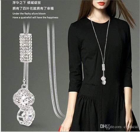 2017 2016 Korean Fashion Long Sweater Chain Necklace Clover From