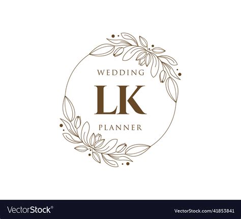 Lk Initials Letter Wedding Monogram Logos Vector Image