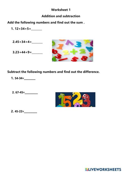 Addition And Subtraction Fun Worksheet Worksheet Live Worksheets