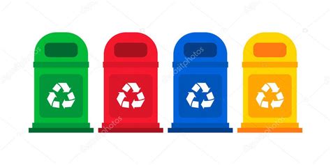 Diferentes Colores Reciclar Papeleras Vector Ilustración Tipos De