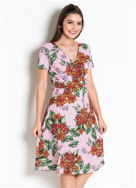 Vestido Moda Evangélica Floral Com Transpasse Rosalie