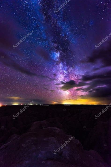 Milky Way Rising over Badlands National Park South Dakota Stock Photo ...