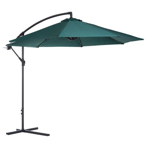 Outsunny 10' Cantilever Hanging Tilt Offset Patio Umbrella With Stand ...