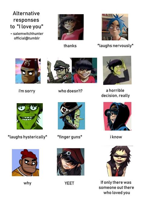 Gorillaz Meme: Alternative Responses to I Love You | Gorillaz, Murdoc ...