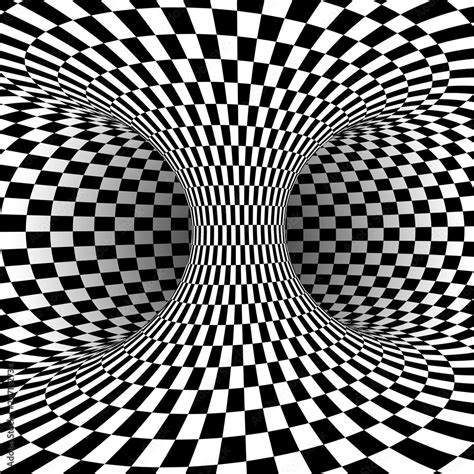 Black and white square optical illusion. Abstract illusion background ...