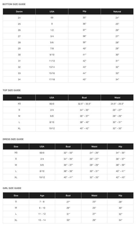 Miss Me Jeans Size Chart