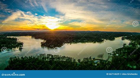 Beautiful Sunset Over Lake Wylie South Carolina Stock Image - Image of ...