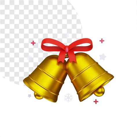 Celebración de navidad 3d con dos campanas de oro Archivo PSD Premium