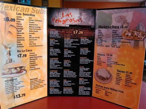 Menu at La Hechizera restaurant, Dallas, 119 W Jefferson Blvd