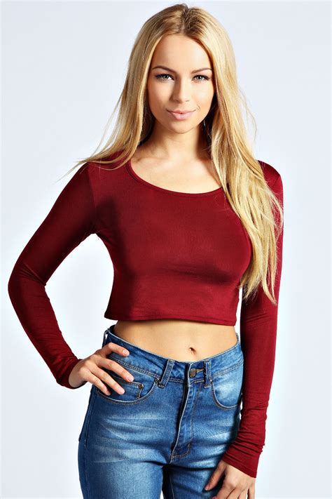 Boohoo Womens Ladies Sasha Long Sleeve Crop Top