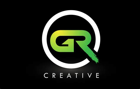 GR Green White Brush Letter Logo Design. Creative Brushed Letters Icon Logo. 9951972 Vector Art ...