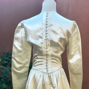 1940s Ivory Liquid Satin Wedding Gown With Train Long Sleeves Illusion